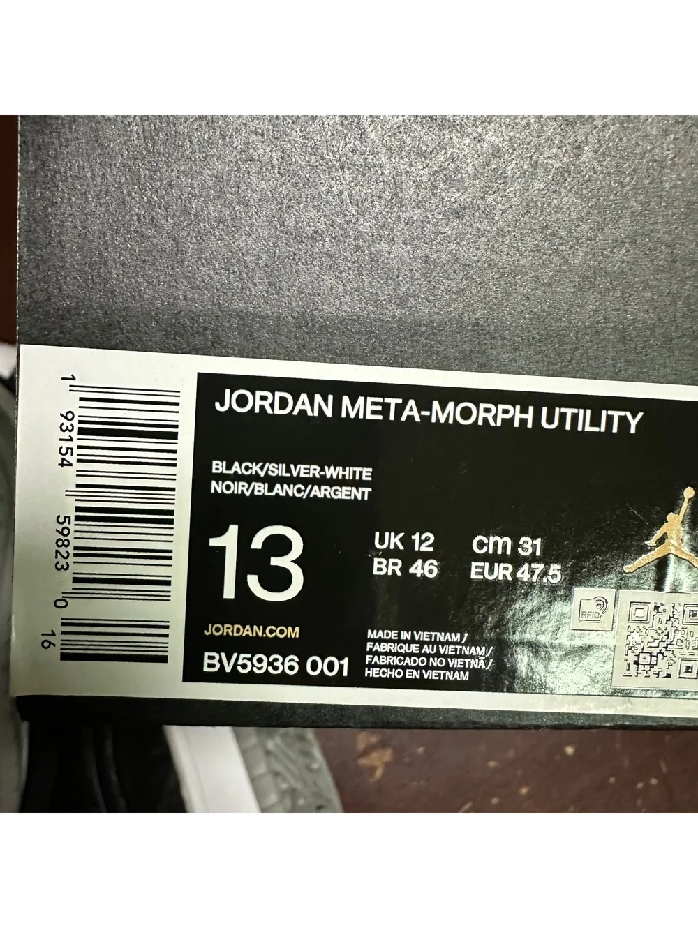 Air Jordan Meta-Morph Utility Black New Basketball Sneakers 13M/14.5W BV5936-001